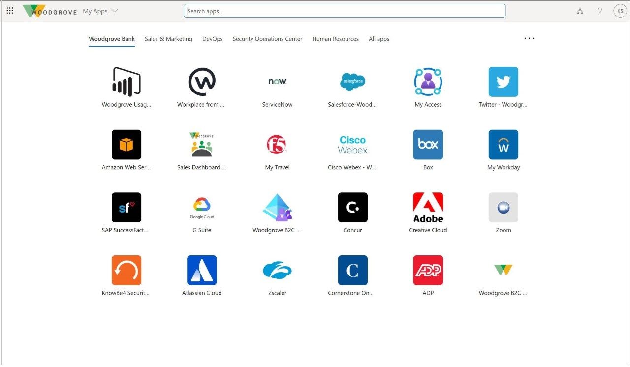 Apps page in the My Apps portal