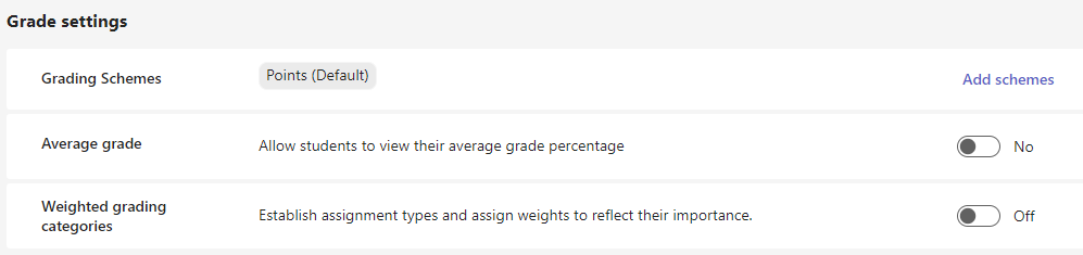 grade settings