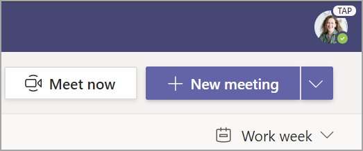 Screenshot that shows select + New Meeting.
