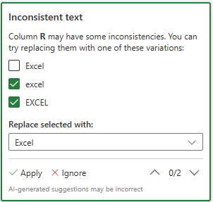 Screenshot that shows inconsistent text suggestion card.