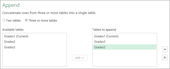 Screenshot that shows the Append dialog box.