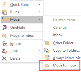 Move to inbox in Outlook
