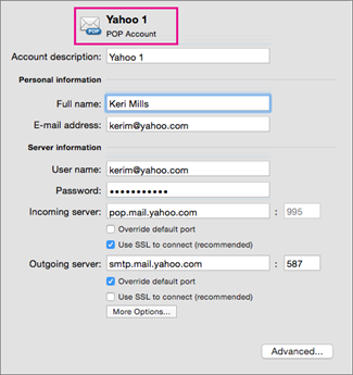 Basic POP account settings