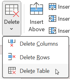 Deleting a table