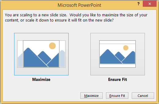 Screenshot showing maximize and ensure fit options