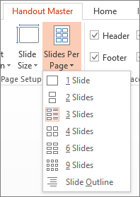 Screenshot showing Slides Per Page options