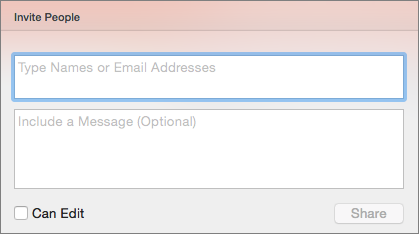 Screenshot of Mac Share invite dialogue box.