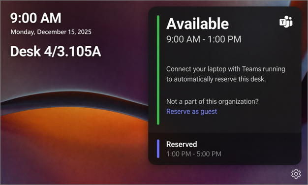 Teams desk hub home screen