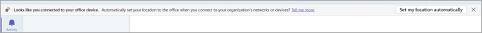 Screenshot of banner that appears when you plug into a bookable desk.