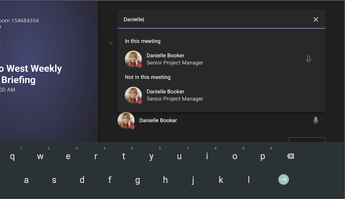 Teams Room on Android screen 