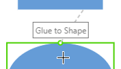Custom connector dynamically glued to a shape.