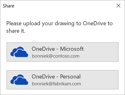 If you havent saved your drawing to OneDrive or SharePoint, Visio prompts you to do so.