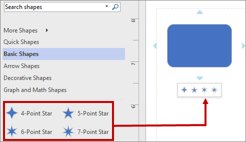 The mini toolbar with new basic shapes