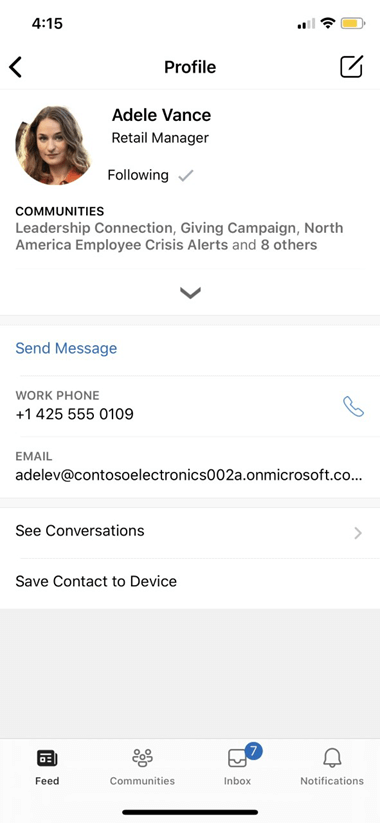 mobile profile settings screenshot