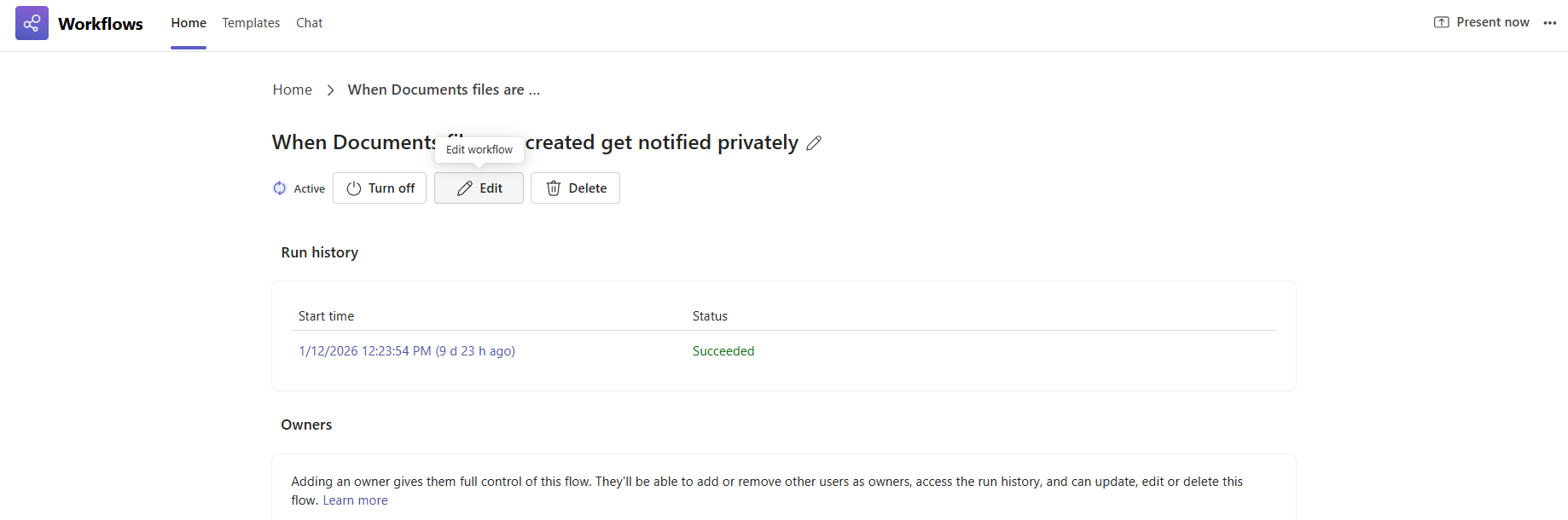 Edit workflow in details page